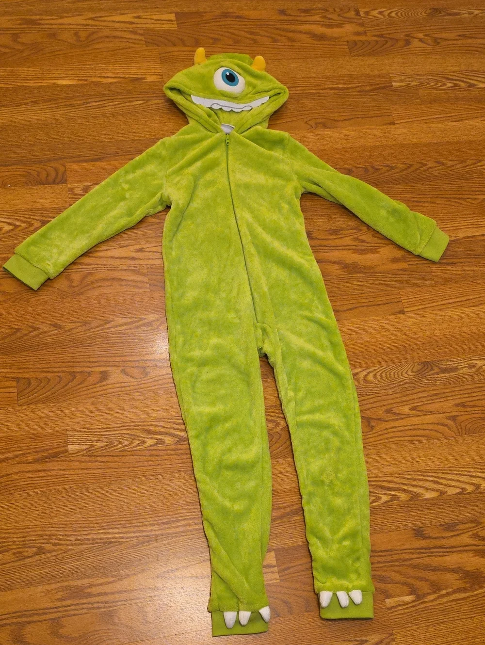 Disney Monsters Inc Hooded One-Piece Footie Pajamas Size 12 Years Old